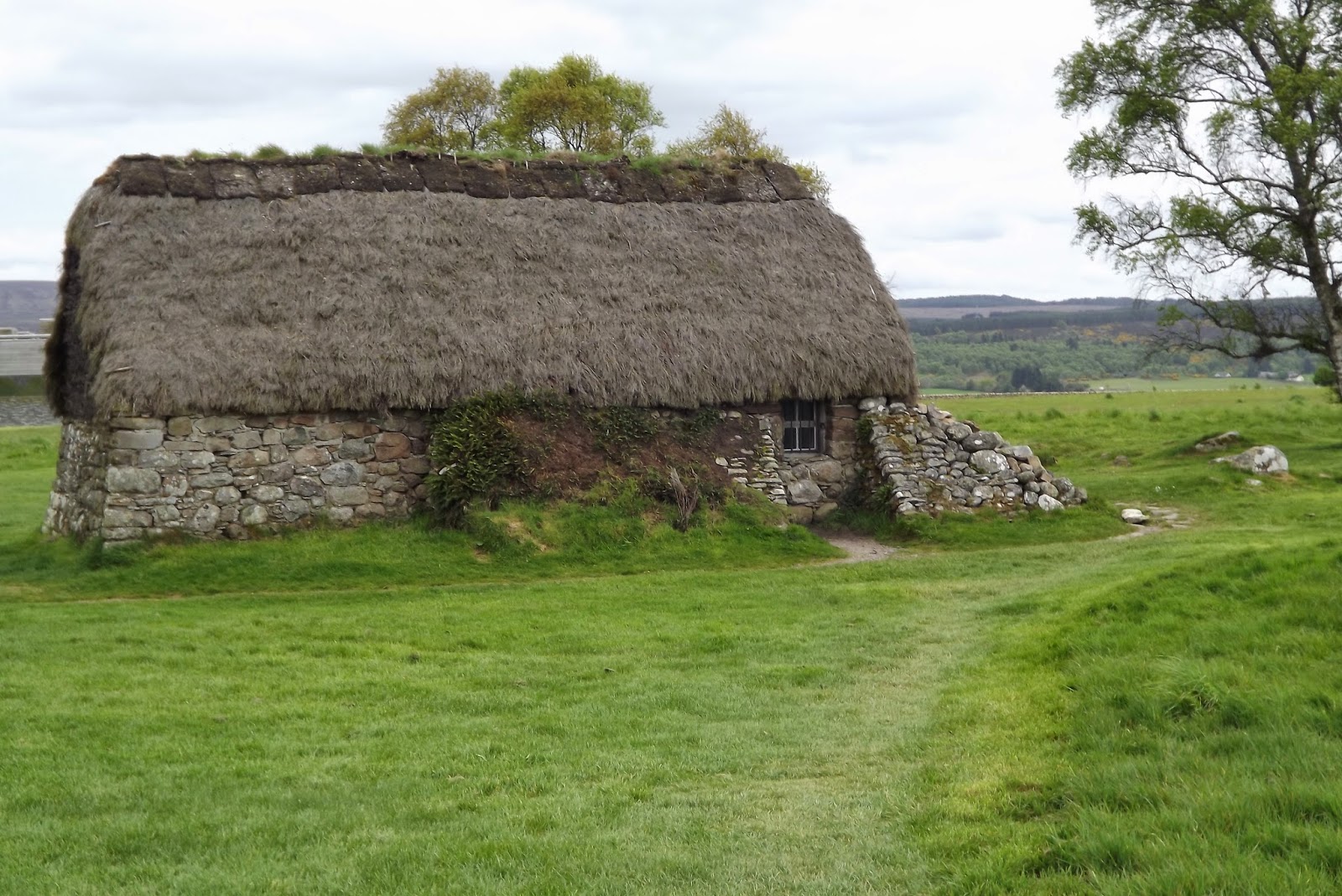 L'arrière du Leanach Cottage de Culloden Moor