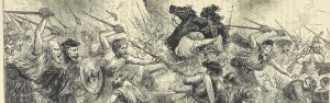 La charge des Cameron détruit les rangs gouvernementaux - par James Grant (British Battles on Land and Sea, volume 1 - 1873) (c) British library