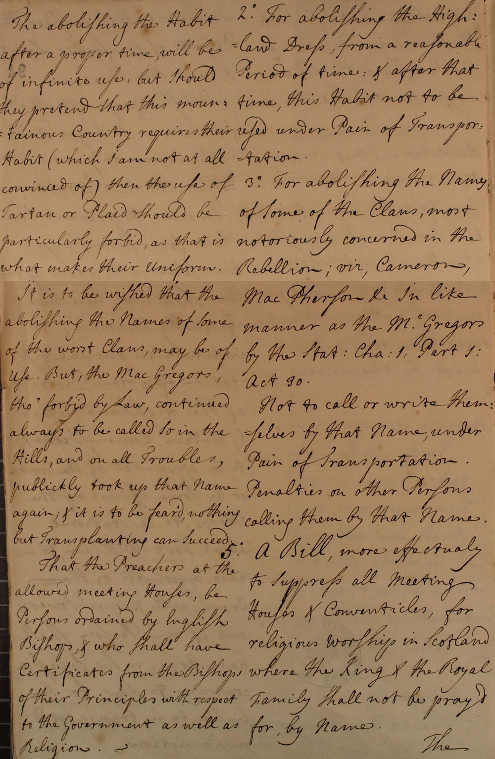 Extraits d'un brouillon de règlement proposé pour être appliqué en Ecosse, 28 juin 1746, partie 2