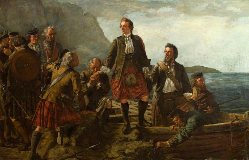 MacDonald, John Blake; 'Lochaber No More', Prince Charlie Leaving Scotland; Dundee Art Galleries and Museums Collection (Dundee City Council); http://www.artuk.org/artworks/lochaber-no-more-prince-charlie-leaving-scotland-92629