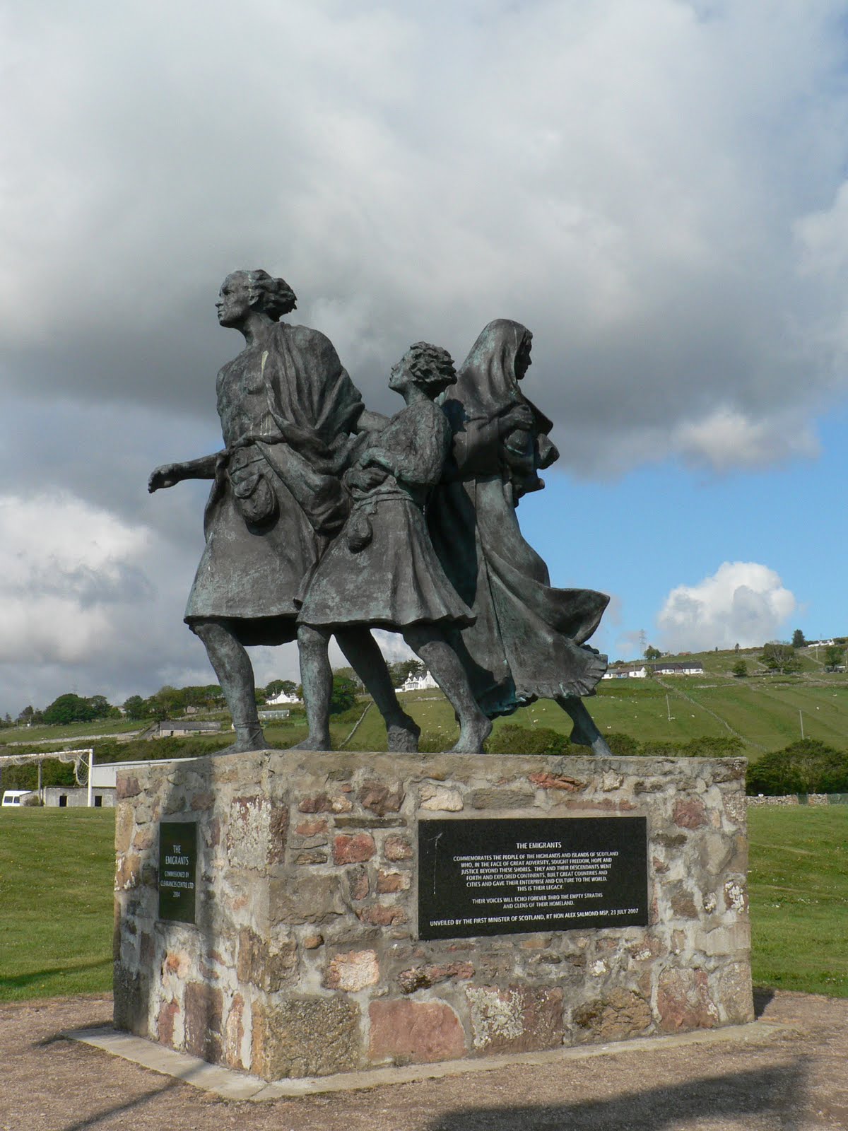 "Exiles", Helmsdale (Sutherland - Ecosse), statue en commémoration des émigrants victimes des Highland clearances