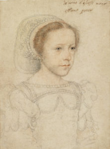 dessin de Marie Stuart par François Clouet - vers 1549, juste après l'arrivée de Marie à la cour de France