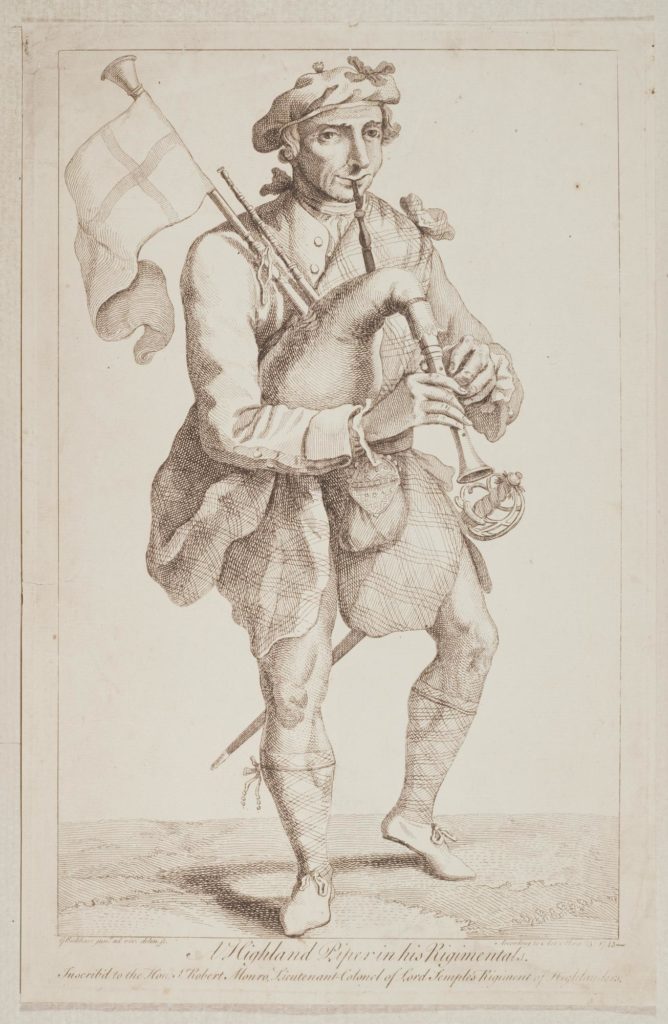 Sonneur dans son régiment, par G. Bickham, 1743, National Museums of Scotland Ref. M.1936.224